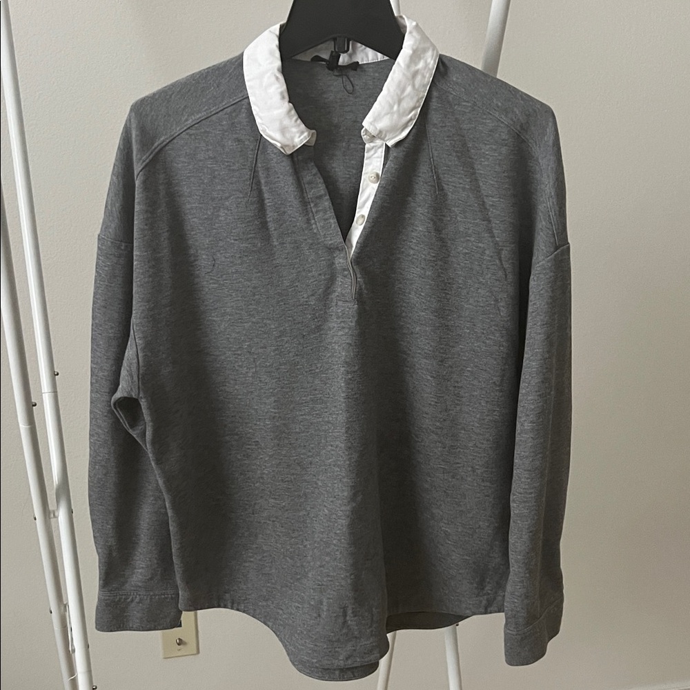 rag & bone Gray Long Sleeve Shirt with White Collar